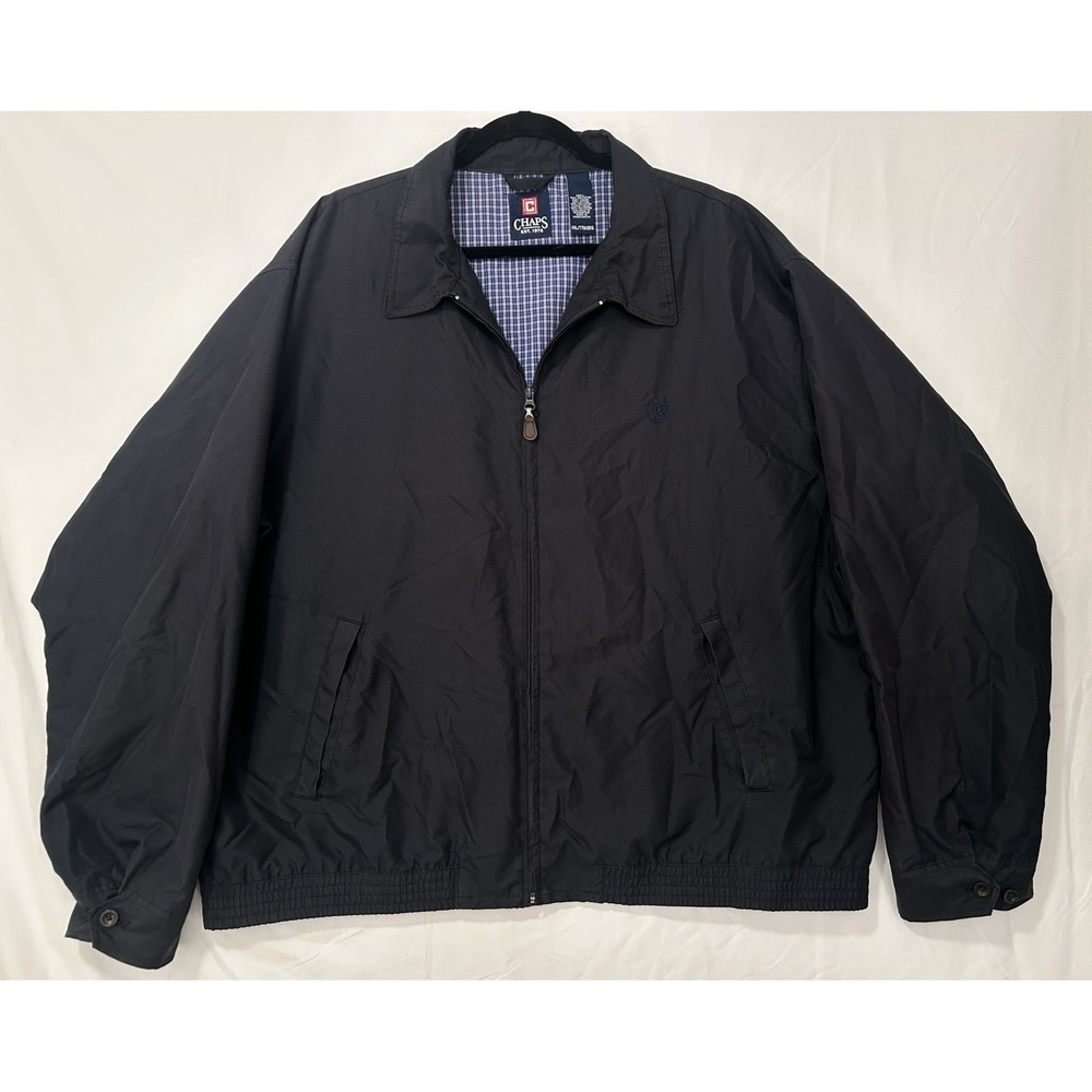 Chaps Ralph Lauren Black/Blue Polyester/Cotton Blend Bomber Jacket Men’s XXL